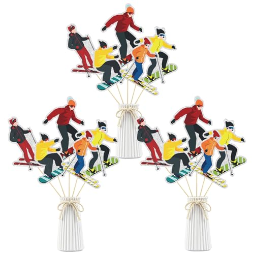 Image of Set of 15,Skier Theme Centerpiece Sticks,Ski Lovers, Ski Sport Birthday Party Table Toppers,Winter Sports Theme Party Decoration Supplies