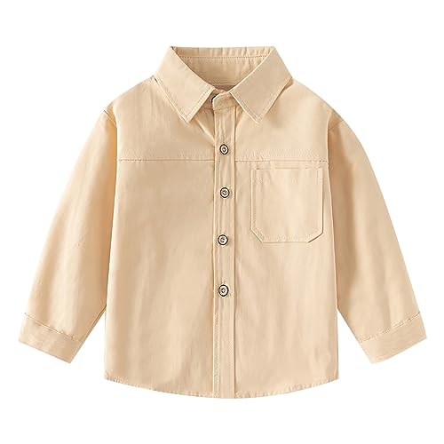 Toddler Button-Down Long Sleeve Coats Open Front Collar Plain Coats Kids Boys Girls Fall Casual Jacket Tops Clothes
