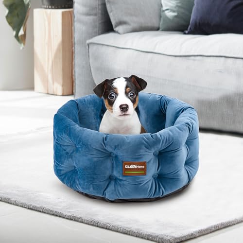 Panier rond pour chat ClevaHome effet velours premium avec structure deep nest
