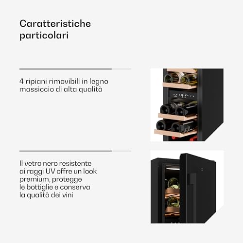 Klarstein Velaire Cantinetta Per Vino Doppia Temperatura - 17 Bottiglie, 2 Zone 5-22°C, Led, Touch, Incasso O Libera Installazione, Cantina Frigo Per Vino - 5