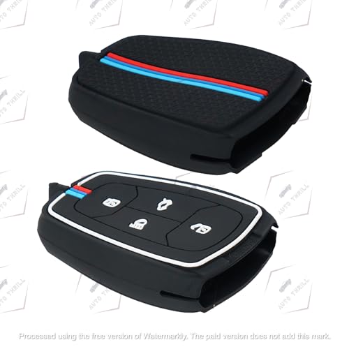 Image of AutoThrill Premium Metal Key Cover Compatible with Tata Harrier | Safari | Nexon | Altroz | Tigor | EV | Punch | Tiago EV Electric - 4 Button Smart Key Only (Black)