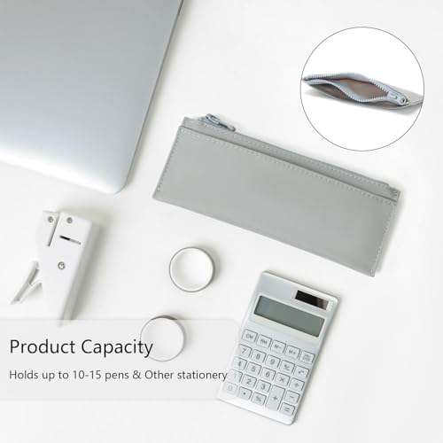 Image of Pencil Pouch for Teens School Office Supplies Pencil Case Cosmetic Bag Zipper (Light Gray)