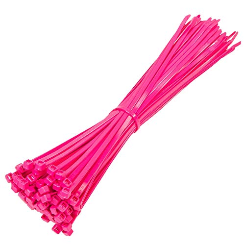 KafTon Fluorescent Cable Ties Pink Premium Nylon Plastic Cable Ties (100, 200mm x 4.8mm)