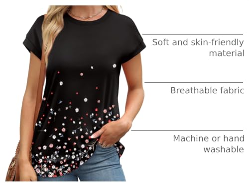 Image of Alaroo Womens Summer Tops Short Sleeve Shirts Crew Neck Cute Trendy Tunic Blouses (S-3XL)