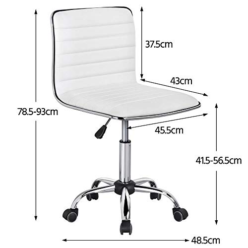 Yaheetech Weißer Ergonomischer Bürostuhl mit Drehfunktion und Kunstlederbezug