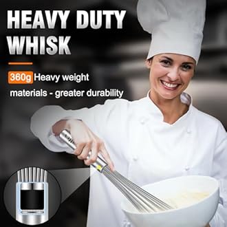 Walfos Whisk,17in Large Whisks, Heavy Duty Stainless Steel Wire Whisk Ideal For Beating Eggs, Blending Sauces, Mixing Batter.