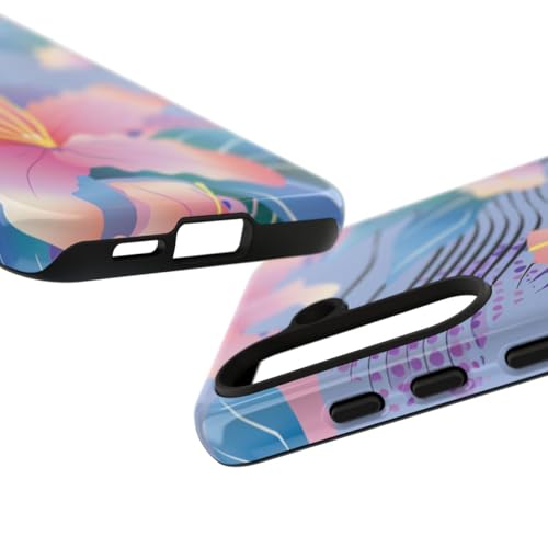 Coque rigide Samsung S24 compatible motif abstrait floral rose - 3