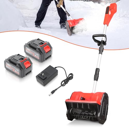 13' Cordless Snow Shovel, 2X 48V 600W Motor 4-Ah Battery Powered Snow Blower 8' Depth Electric Snow...