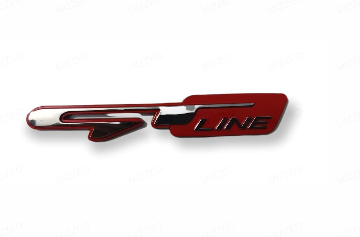 MIZZEO 3D Premium Car Emblem, Stylish GT Line Red & Silver Badge, Automotive Decal & Sticker Compatible with All Cars