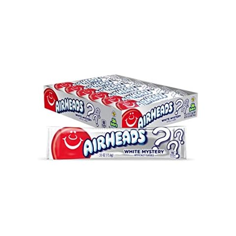 Airheads Candy, White Mystery Flavor, Individually Wrapped Full Size Bars, Taffy, Non Melting, Party, Pack of 36 Bars Cover