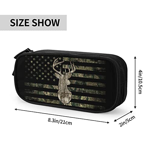 Image of YETTA YANG Retro Patriotic American Flag Deer Pencil Box Case for Pen Holders Office Supplies Big Capacity large