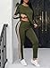 Fashion Casual Ruffle Sleeve Crew Neck Sweatshirt and Long Pants 2 Piece Set Sweatsuits Tracksuits Army Green XL