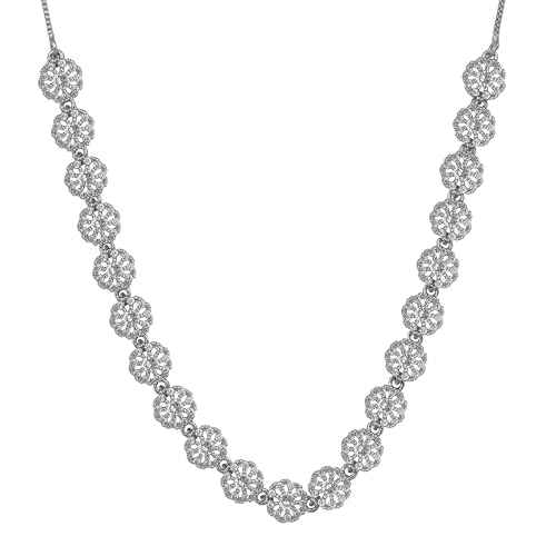 Image of Nilu's Collection Rose Gold Plated | American Diamond Stone Studded | Anti Tarnish Jewellery Set for Women and Girls | Matching Earrings | Perfect for Weddings and Special Occasions (Style 1)