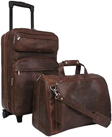 Amerileather Waxy Brown Leather Two Piece Set Traveler