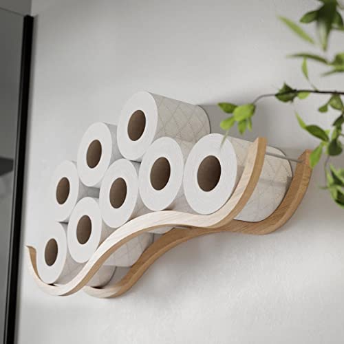 Cloud Wooden Wall Mounted Toilet Roll Holder, Black Loo Paper