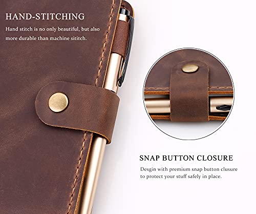 Image of Leather Journal Cover for 3.5 inchx5.5 inch Hardcover Notebook, Rustic Handmade Leather Notebook Cover Compatible with Moleskine Pocket Size Hardcover Notebook,Brown