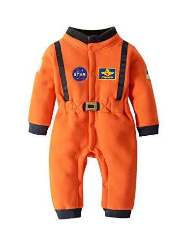 Lxkikmm Baby Toddler Boy Astronaut Costume Space Suit Cosplay Party Jumpsuit Halloween Rompers,Orange 12-18 Months #TOP1