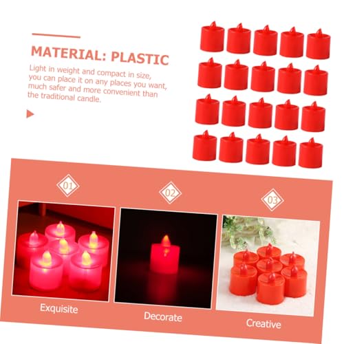Velas LED Votivas Rojas sin Llama con Batería de Botón y Luces Suaves 3