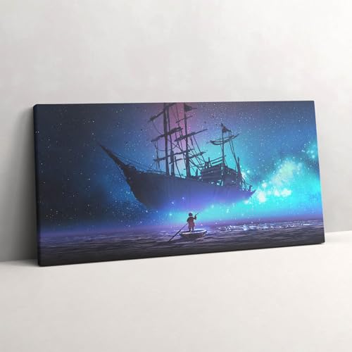 Voilier fantastique sur toile 140x70cm pour créer une ambiance évasion dans votre chambre