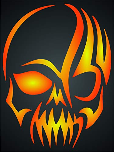 Skull Stencil - 7.5 x 10 cm (S) - Halloween Scary Tattoo Tribal Wall Stencil Template - Image 2