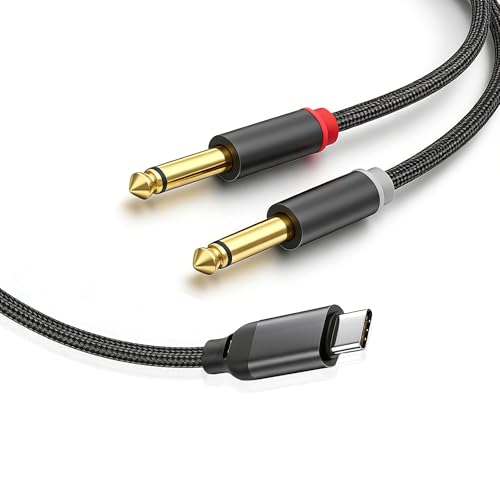 Cable USB C a doble Jack 6.35mm de audio 2 m miniatura 1