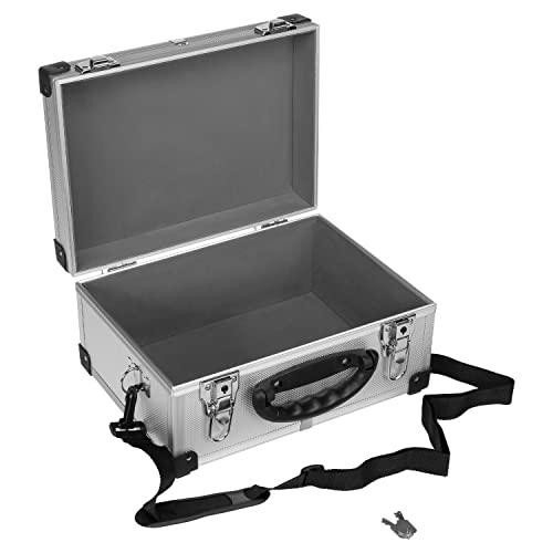 anndora Werkzeugkoffer 70106 Aluminium Rahmen Koffer - Werkzeugkiste 32,5 x 23,5 x 17,5 cm mit Neopren Auskleidung und Tragegurt - Silber