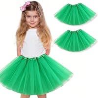 WKRTDY 2er Pack Tutu-Rock, Ballett Tanzröcke, Partyrock für Mädchen, Tüll-Kostüm für Tanzpartys, Ballettrock, Petticoat, Ballettkleid (Grün, 3 Lagen)