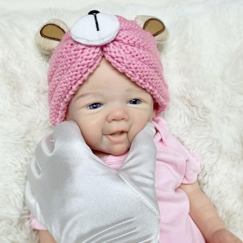 45,7 cm weiche Reborn-Silikon-Babypuppe, Mädchen, offener Mund, realistische Babypuppen, die echt aussehen – Bild 3