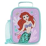 DISNEY STORE Official Ariel Insulated Lunch Box - The Little Mermaid Lunch Bag for Kids with Double Zip Pull, Embroidered Details, Screen Art, Mesh Pocket, ID Label - Perfect for School