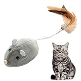 Cresbel Katzenspielzeug Elektrisch Spielmaus, Katzenspielzeug Maus, USB wiederaufladbares Katzenspielzeug, Spielmäuse für Katzen mit Federschwanz, Automatisches Spielmaus für Katzen Elektrisch
