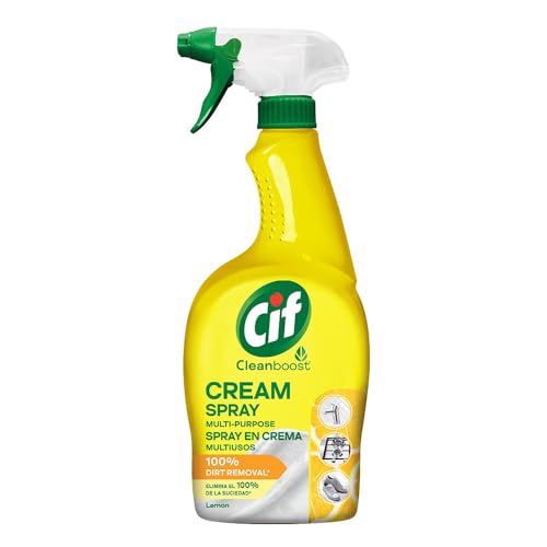 Image of Cif Cleanboost Cream Spray Lemon Multipurpose Surface Cleaner | 100% Dirt Removal | Fresh Lemon Fragrance | 650 ML
