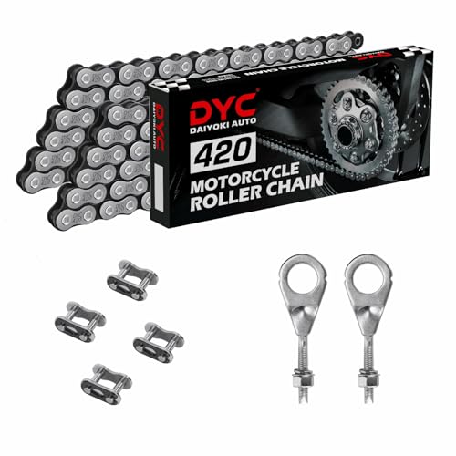 Image of DYC 420 Mini Bike Chain Kit - Front 42 & Rear 90 Link Roller Chain with Adjuster for Coleman CT200U /CT200U-EX /BT200X, Baja Warrior MB200 /MB165, Massimo, Predator 212 196cc /200cc 6.5HP (ATV /Dirt Bike)