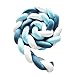 SHUOJIA Circonférence du Lit Peluche Blanc Rose Jaune-Vert + Coton PP 3 Brins De Tresses Torsadées, Longues Bandes Tissées, Oreillers Boule Noués, Tresses Torsadées (Blue+White,1m/39.3in)