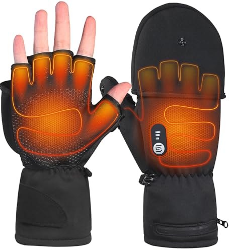 ES Tech Heated Gloves for Men Women Rechargeable with 7.4V 3000mAh Battery Waterproof Fingless...