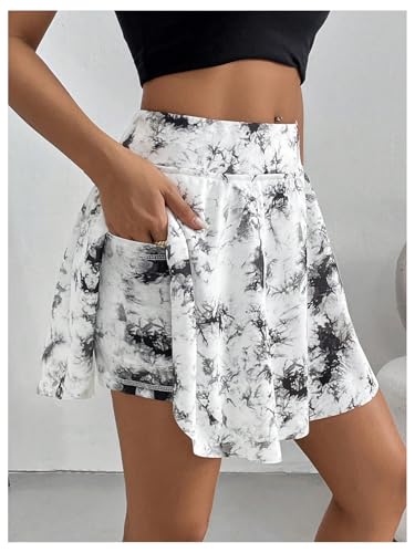 SweatyRocks Women's Tie Dye Tennis Skirt High Wasited Yoga Running Skort Athletic Skirts with Pocket3