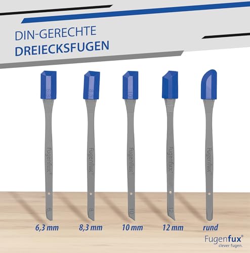 KLASSIK (PLUS) FUGENFUX® 5er Set – Fugenglätter | Fugenabzieher mit Revolutionärer Zauber-Spitze für Extrem Enge Stellen | 5 optimierte Spezial-Fugenköpfe | Made in Germany | Für sämtliche Dichtstoffe
