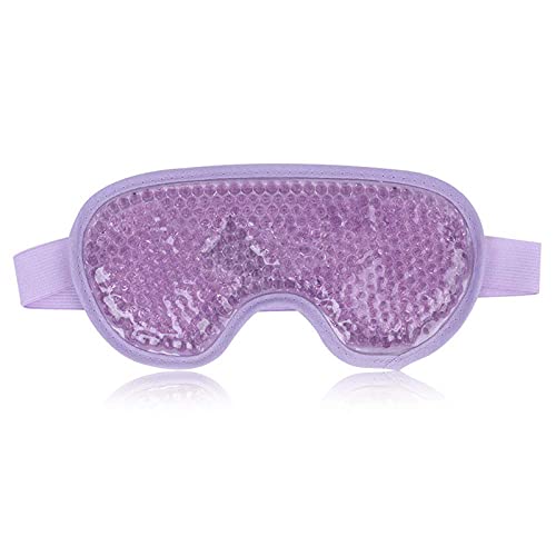 Goick Máscara de Ojos, máscara de Ojos refrescante Máscara de Gel de Hielo Reutilizable con Respaldo de Felpa Ajustable y Lavable para Dolor de Cabeza hinchazón, migraña (púrpura) Cover