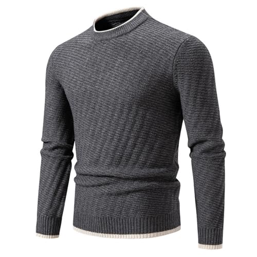 Men's Crewneck Sweater Casual Long Sleeve Ribbed Knitted Sweater Loose Fit Pullover Kintwear