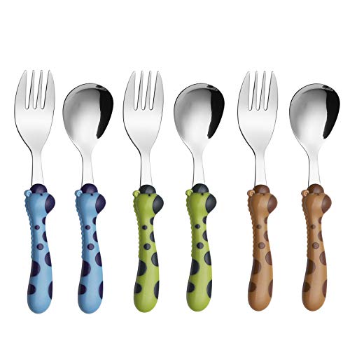 ANNOVA Children's Flatware 6 Pieces Kids Silverware - Stainless Steel Cutlery - 3 x Safe Forks, 3 x Dinner Spoons - Safe Toddler Utensils Without Knives for Lunch Box BPA Free
