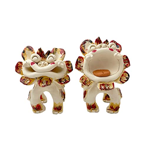 沖縄土産 シーサー 置物 ミニ 玄関 ペア 素焼き 沖縄 琉球 工房花 素焼き にひひシーサー 色付き