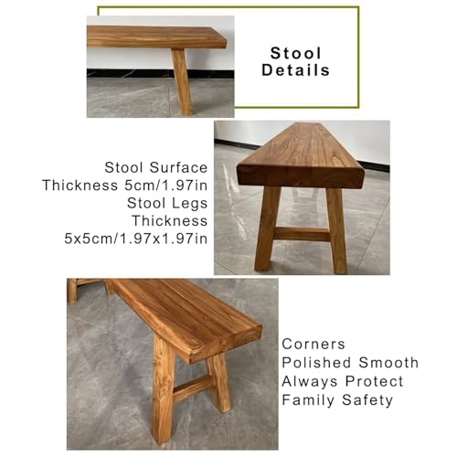 Banco de entrada, bancos de comedor, banco de cocina, madera maciza para cocina, comedor, salón, entrada. (50 x 26 x 45 cm) - imagen 5