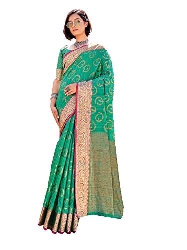 Sari traditionnel indien Zari Border Pallu et chemisier en soie