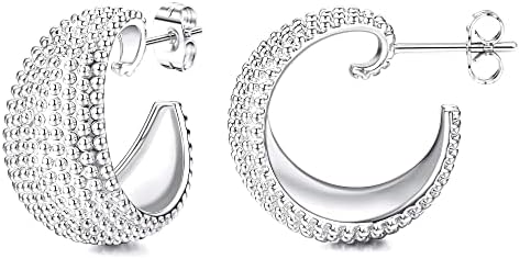 14k Gold Plated Chunky Hoop Earrings for Women Cubic Zirconia Split Hoop Earrings Lightweight Open Hoop Earring Gold Silver Thick Huggie Hoop Earrings