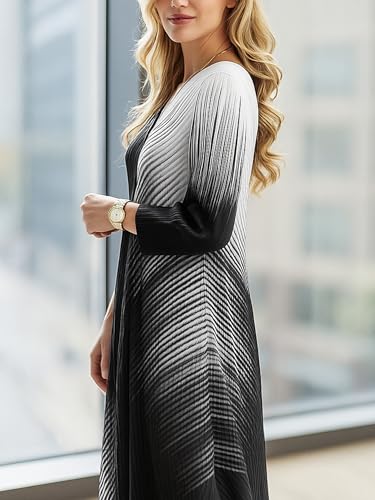 Women's Casual Long Sleeve Maxi Dress Wrinkle-Free Elegantly Classy Flowy One Size Dresses 2025 Fall New4