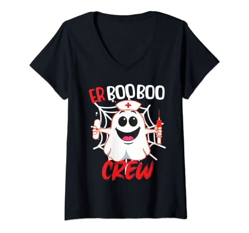 Mujer Disfraz de enfermera de Halloween Er Boo Boo Crew Funny Camiseta Cuello V