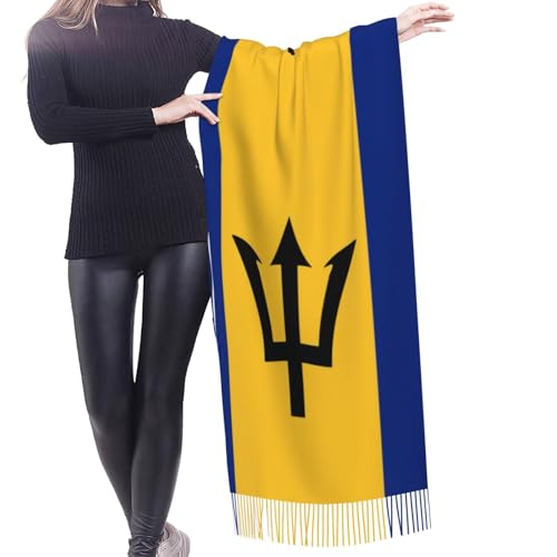 Flag Of Barbados Women'S Scarf Fashion Long Blanket Scarf Winter Warm Scarf Shawl Wrap With Tassel 77'' X 27''2
