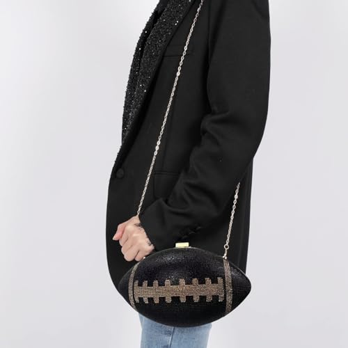 Image of Gripit Bling Rhinestone Football Shaped Rugby Quirky Bag Purse Novlety Chain Purse