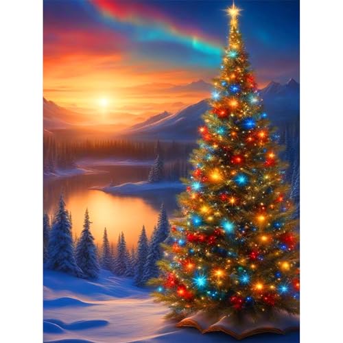 Lophomie Diamond Art Kits for Adults, 5D DIY Christmas Tree Diamond Painting Kits for Adults Beginners, Diamond Dots Kits Gem Arts Crafts for Home Wall Decor 12x16 Inch