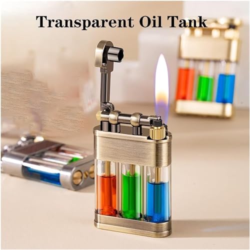 Encendedor transparente retro recargable para hombre miniatura 4