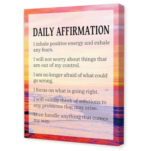 Daily Affirmation Wall Art,Inspirational Wall Decor for Office,Motivational Canvas Wall Art for Women Men Bedroom